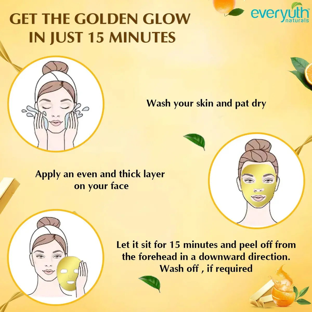 Everyuth Natural Advanced Golden Glow Peel Off Mask 90 g (3.17 oz) | Instant Glow Skin Treatment - view 2