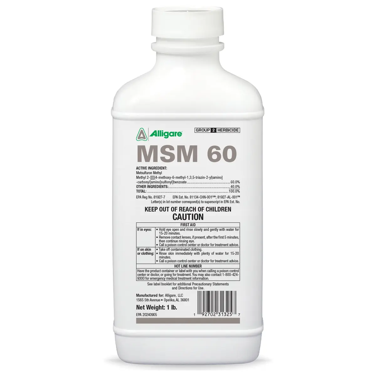ALLIGARE MSM 60 DF - Selective Broadleaf Weed & Brush Killer 16 oz | Economical, Targeted Control - main product image