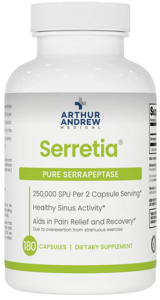 Arthur Andrew Medical Serretia 180 Capsules | Supports Recovery & Sinus Health - main product image