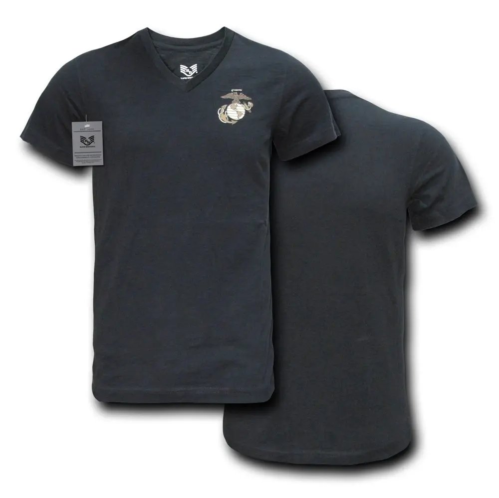 Rapid Dominance Military V-Neck Tee, Marines, Black, S | Slim Fit, Preshrunk Cotton, Military Pride - view 2