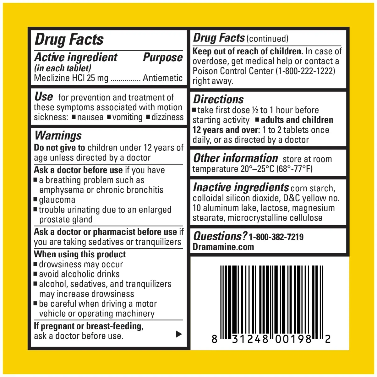 Dramamine Less Drowsy Motion Sickness Relief Tablets 8 Count | Prevents Nausea & Dizziness for 24 Hours - view 8