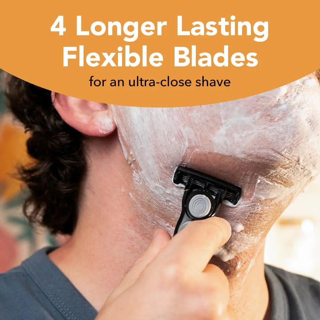 BIC Flex 4 Mens Refillable 4-Blade Razor | Sensitive Skin, Up to 48 Shaves, Black/Green - view 4