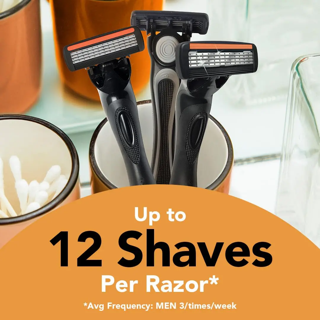 BIC Flex 4 Mens Refillable 4-Blade Razor | Sensitive Skin, Up to 48 Shaves, Black/Green - view 2