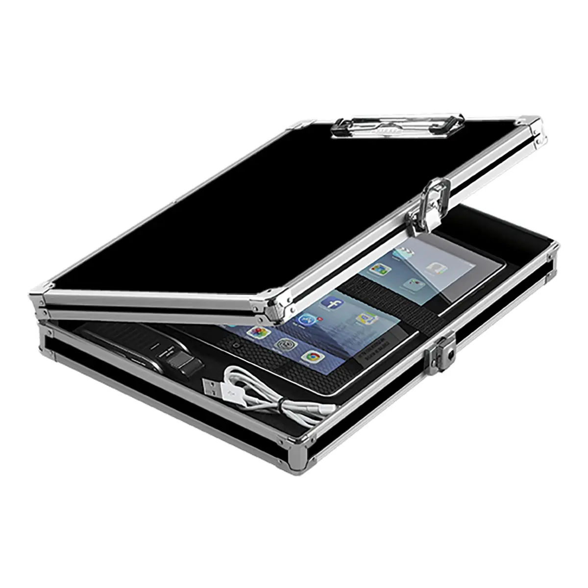 Vaultz Locking Storage Clipboard with Key Lock, Black | Secure 8.5x11 Document Holder - main product image