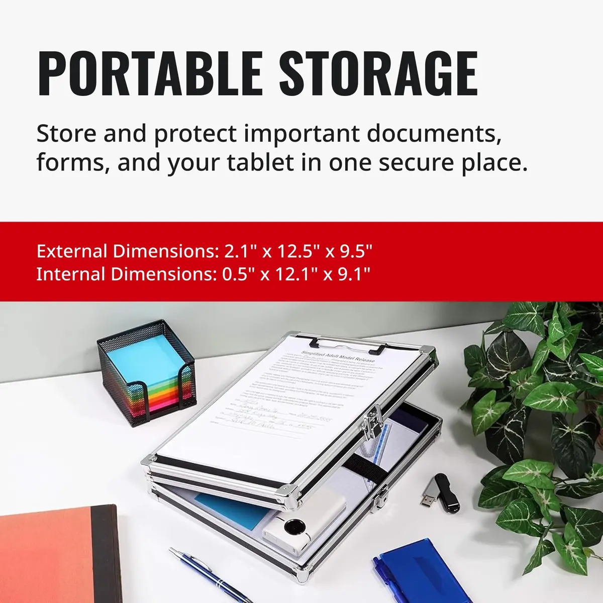 Vaultz Locking Storage Clipboard with Key Lock, Black | Secure 8.5x11 Document Holder - view 7