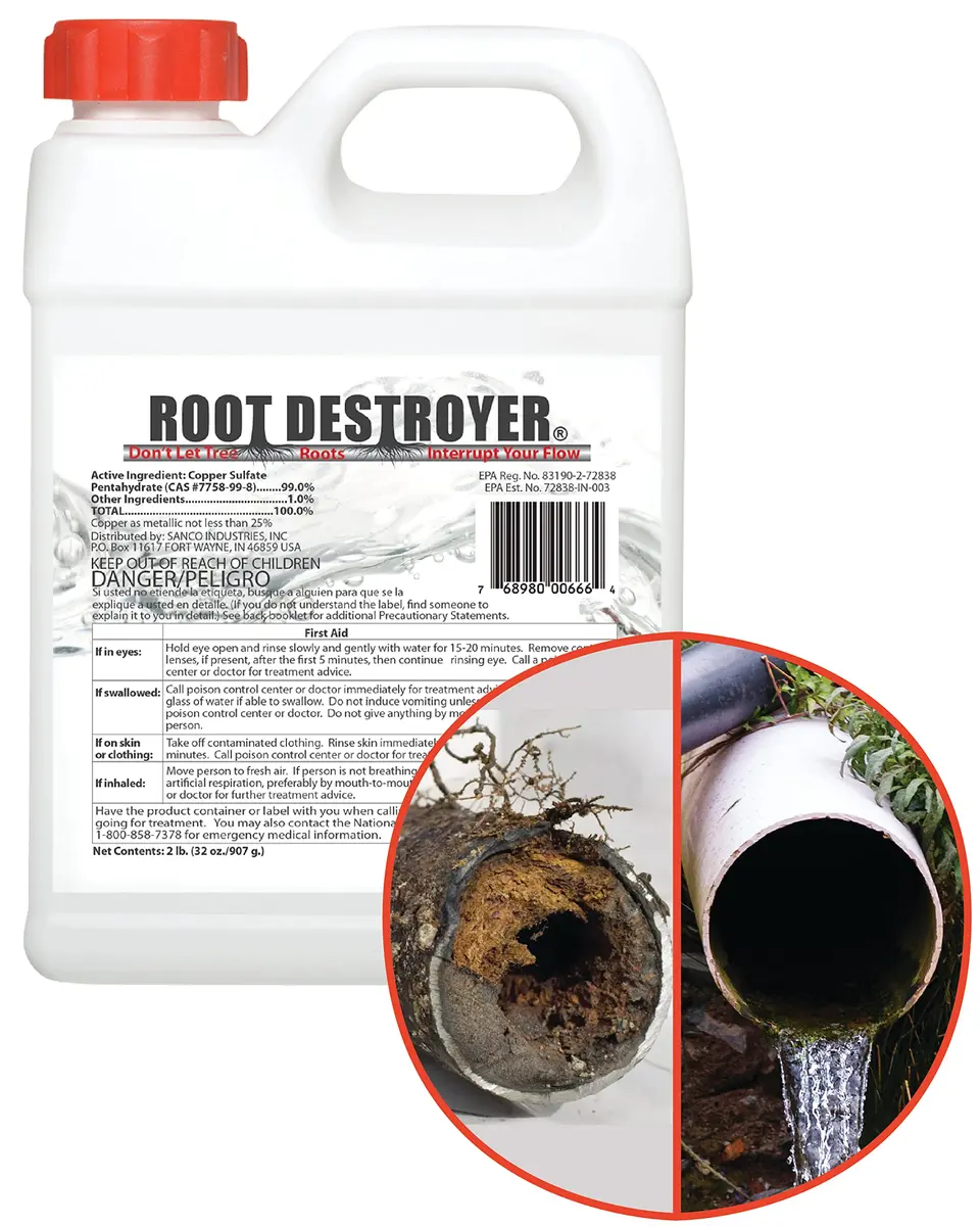Sanco Industries Root Destroyer 2lbs | Copper Sulfate Root Killer for Sewer & Pipes - main product image