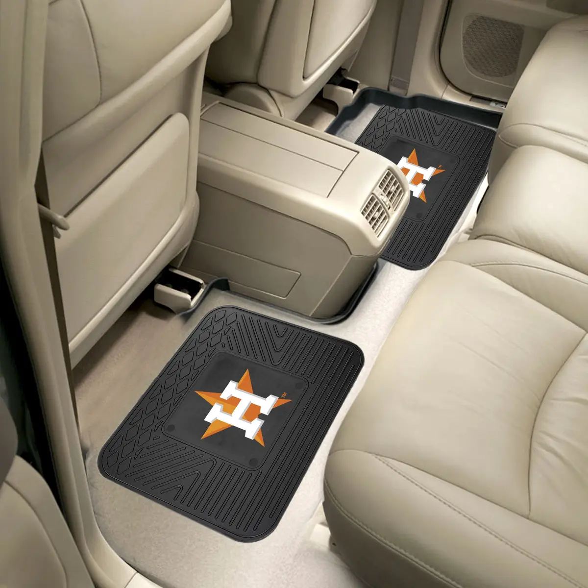 FANMATS MLB Houston Astros Back Row Utility Car Mats 14in. x 17in. | All Weather, Deep Resevoir, Molded Logo - view 2
