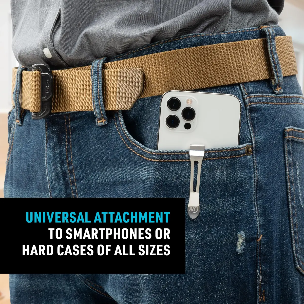 Nite Ize HipClip Mountable Clip for Phones, Silver | Attaches to Pockets, Waistbands, and Bags - view 3