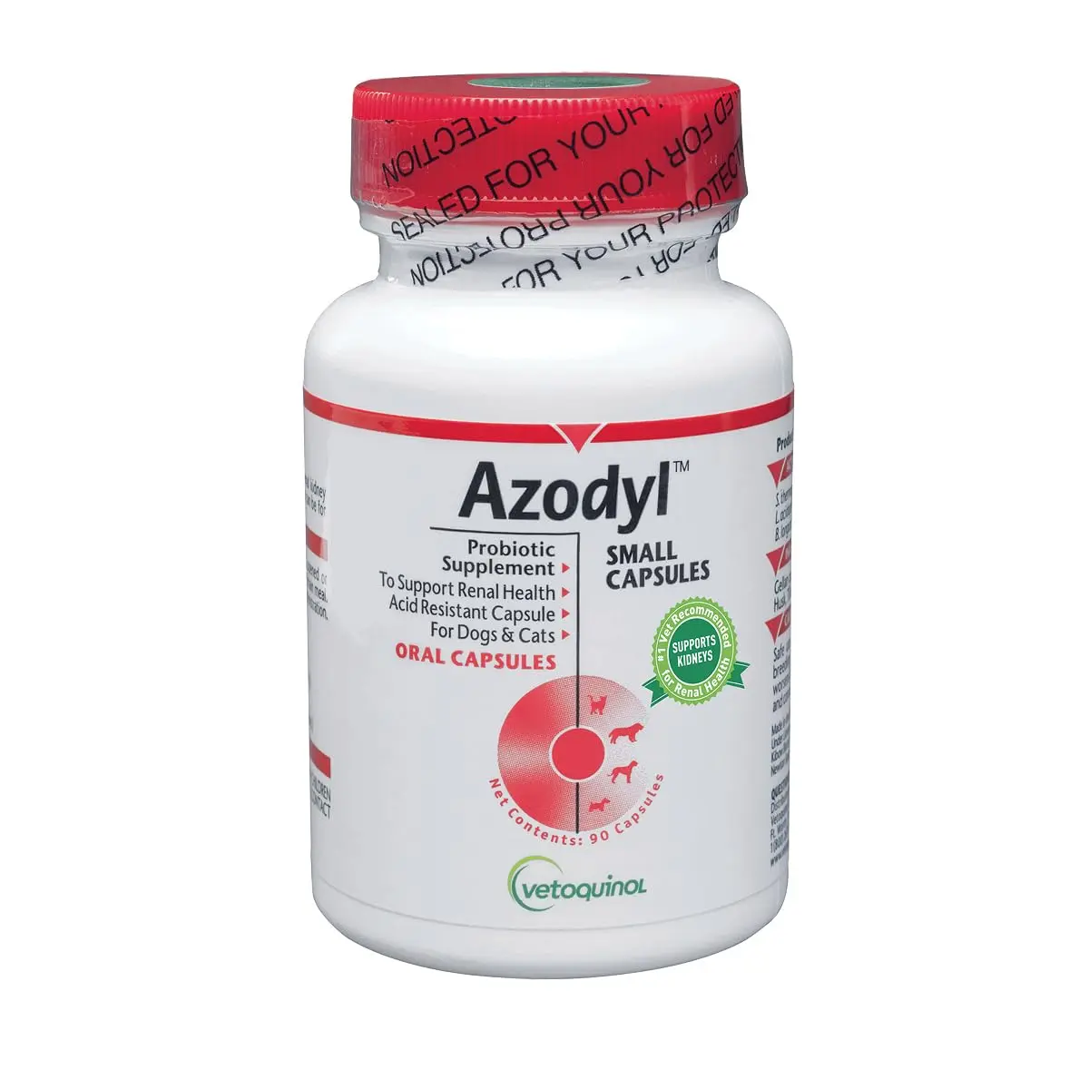 Vetoquinol Azodyl Probiotic Supplement 90 Count Capsules | Essential Kidney Support for Dogs & Cats - main product image
