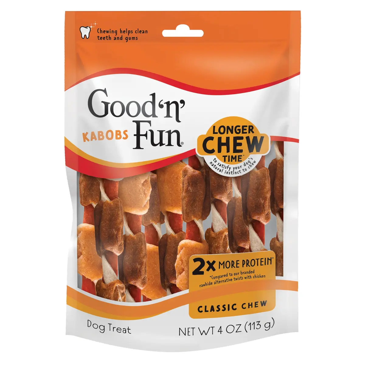 Good 'n' Fun Triple Flavor Kabobs Dog Treats 113g (4 oz) | Long-Lasting Protein Chews for All Dog Breeds - main product image