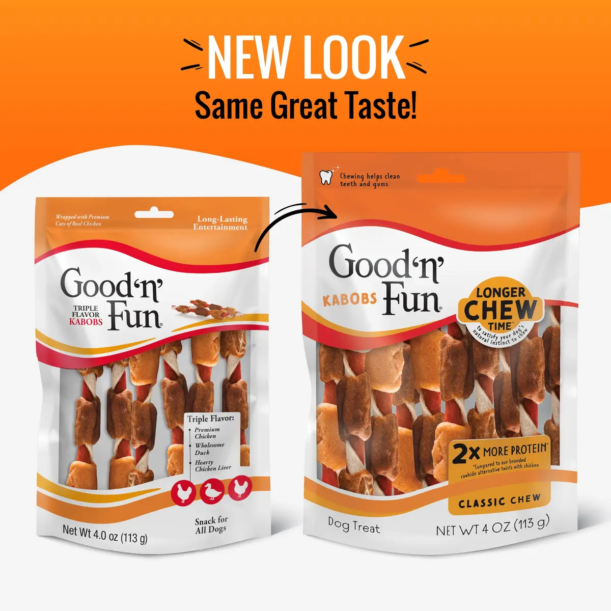 Good 'n' Fun Triple Flavor Kabobs Dog Treats 113g (4 oz) | Long-Lasting Protein Chews for All Dog Breeds - view 3