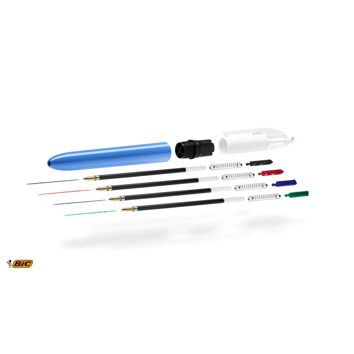 BIC 4 Colours Original Multi Coloured Ballpoint Pen - Medium 1.0mm | 4-Color Ink, Refillable, 14.5cm - view 5