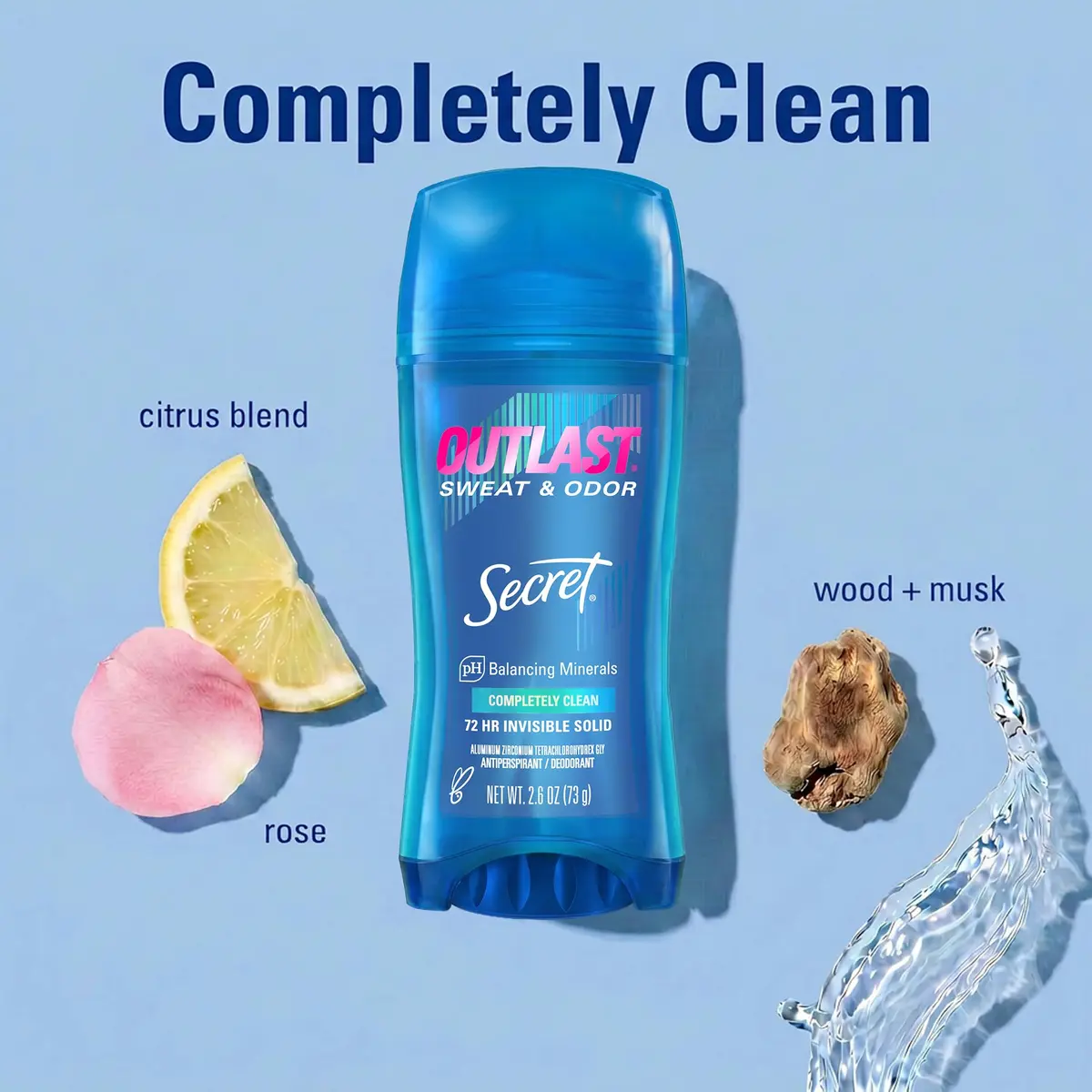 Secret Outlast Antiperspirant Deodorant for Women, 72hr Sweat & Odor Protection, Invisible Solid 77g (2.6 oz) | PH Balancing Minerals - view 7