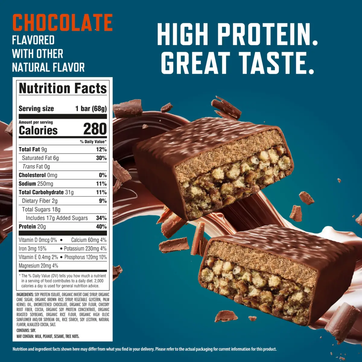 CLIF BUILDERS Protein Bars Chocolate Flavor 2.4 oz (68 g) | 20g Plant Based Protein Post-Workout - view 2