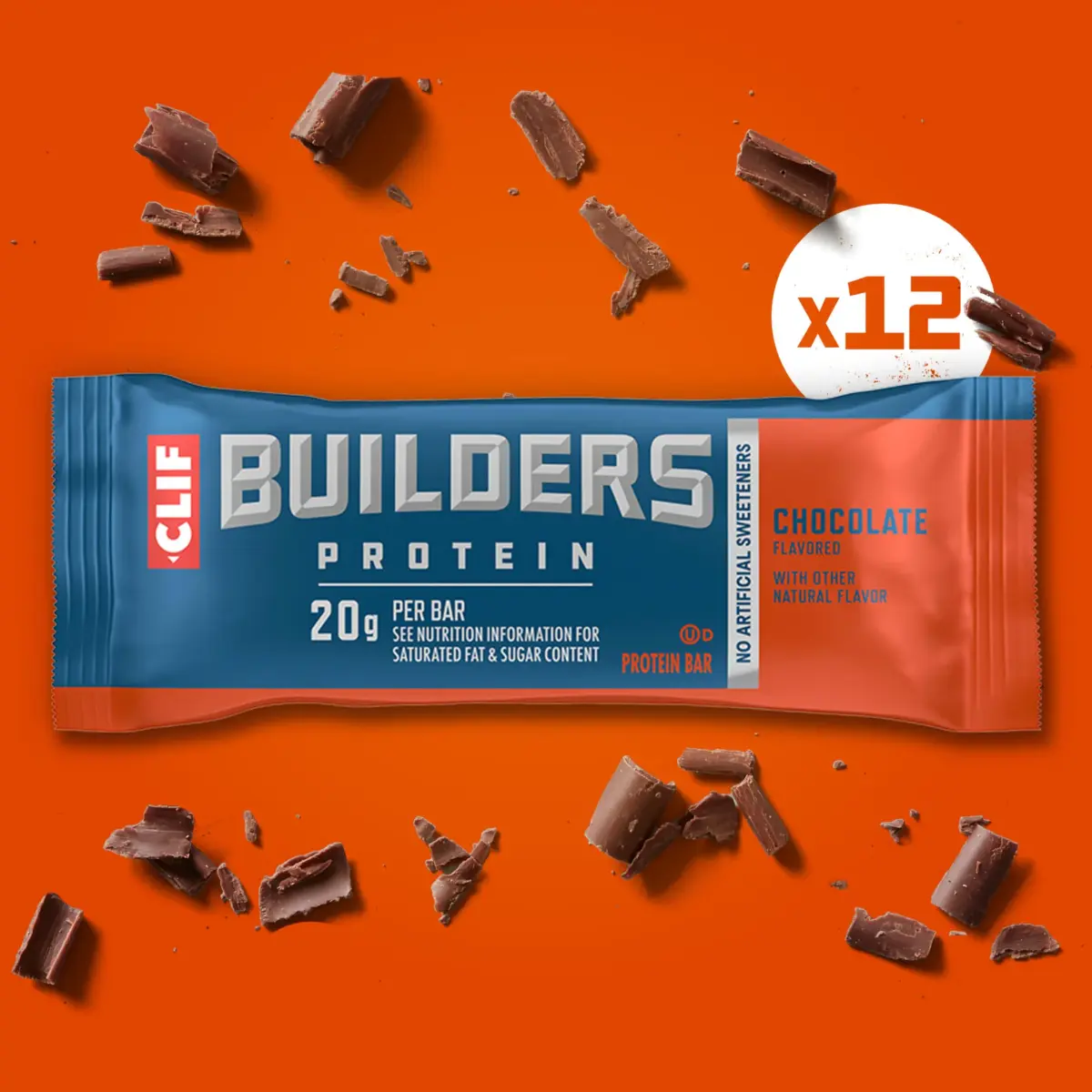 CLIF BUILDERS Protein Bars Chocolate Flavor 2.4 oz (68 g) | 20g Plant Based Protein Post-Workout - view 4