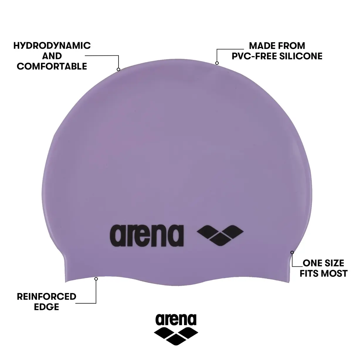Arena Classic Unisex Soft Silicone Swim Cap | Parma/Black - view 2