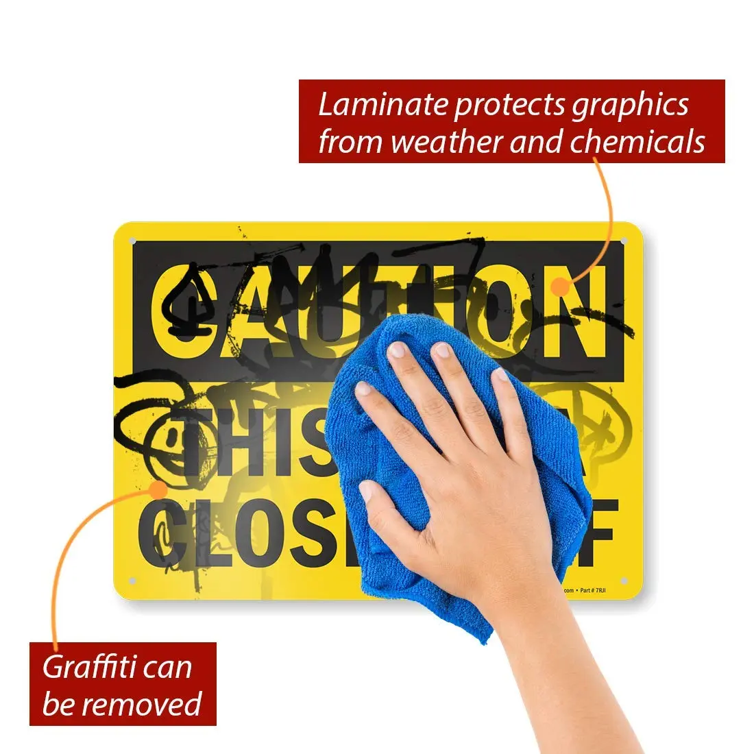 SmartSign Caution Sign 10" x 14" Aluminum Black on Yellow | Durable Outdoor Safety Sign - view 2