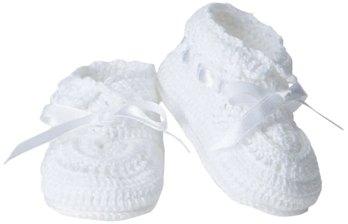 Jefferies Socks Baby Girls' Hand Crochet Bootie, White, Newborn | Soft Cotton & Gift Box - main product image