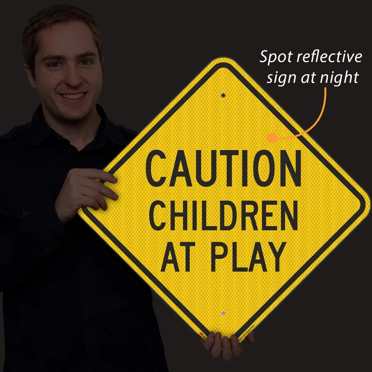 SmartSign Caution - Children At Play Sign 18" x 18" | 3M High Intensity Grade Reflective Aluminum - view 2
