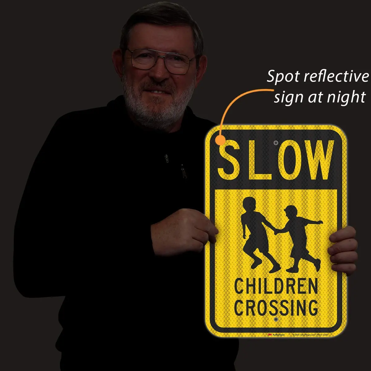 SmartSign Slow - Children Crossing Sign 12" x 18" (30cm x 45cm) | High Intensity Reflective Aluminum - view 3