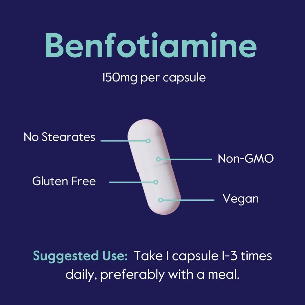 BESTVITE Benfotiamine 150mg Veg Caps | No Stearates, Vegan, 120 Count - view 5