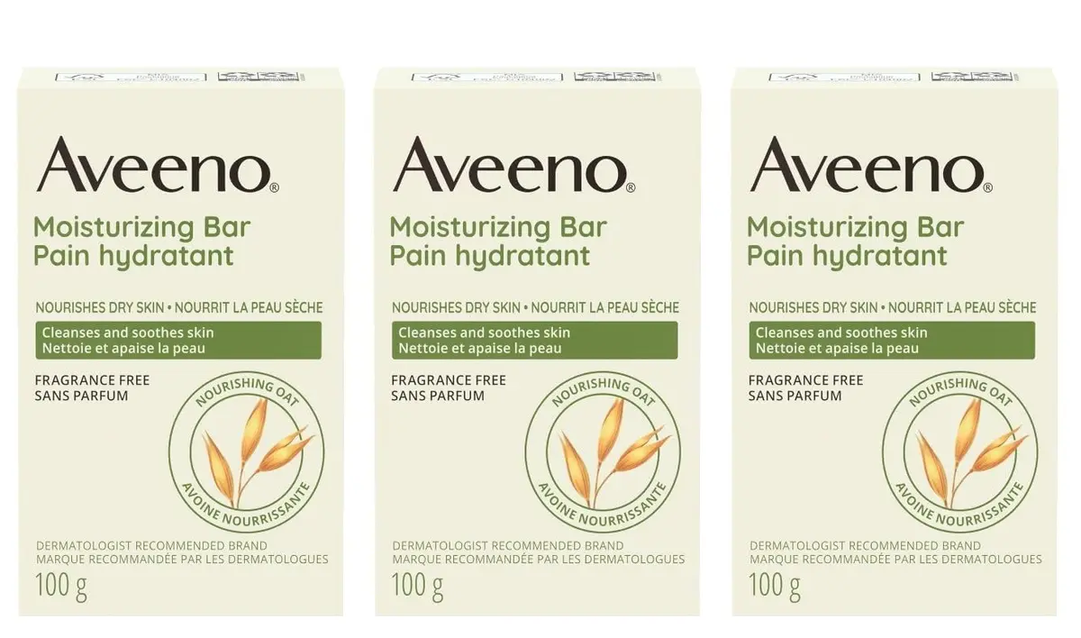 Aveeno Moisturizing Bar for Dry Skin 3.5oz Pack of 3 | Gentle, Fragrance-Free - main product image