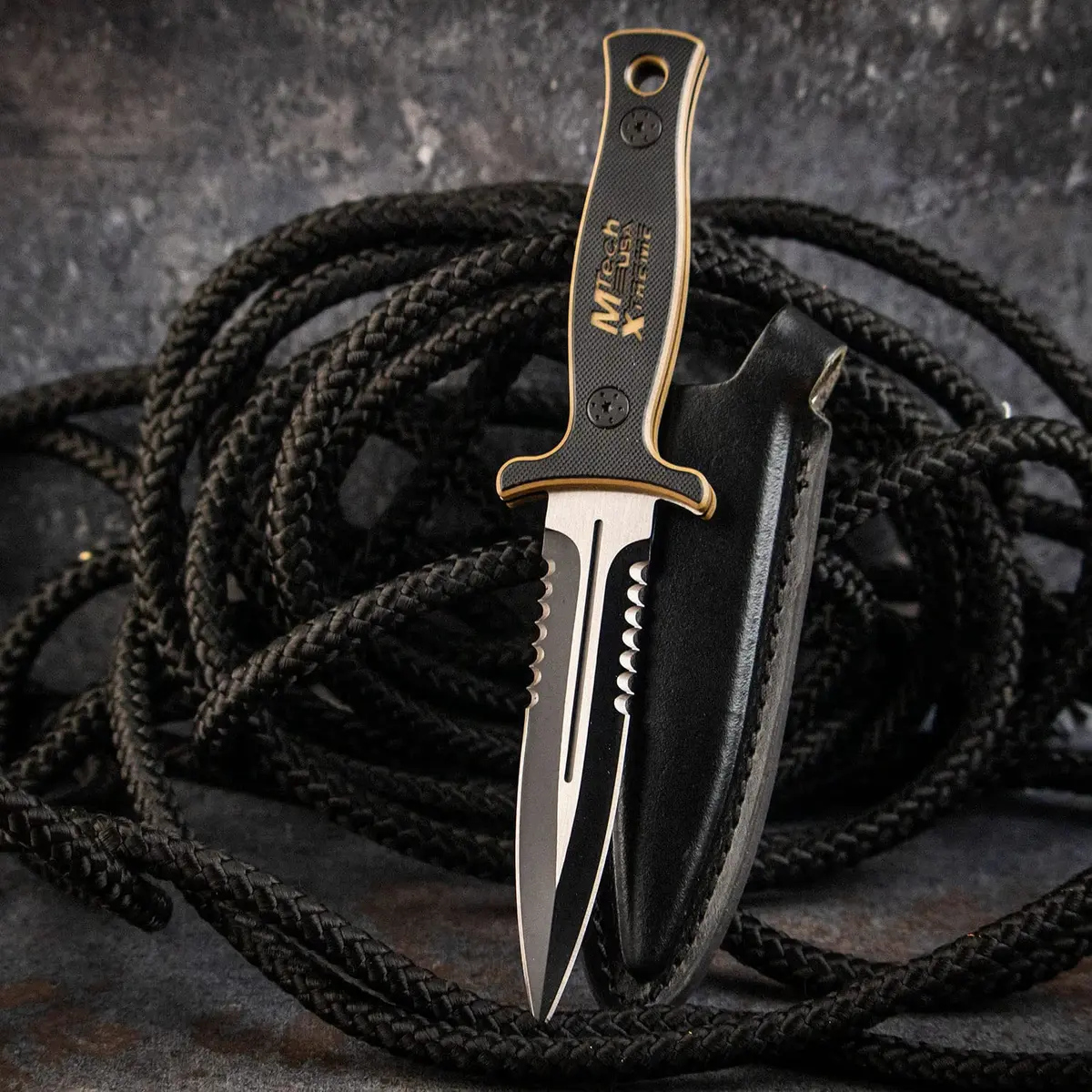 MTech USA Xtreme Fixed Blade Knife 9" | Partially Serrated, Full Tang, Tactical - view 2