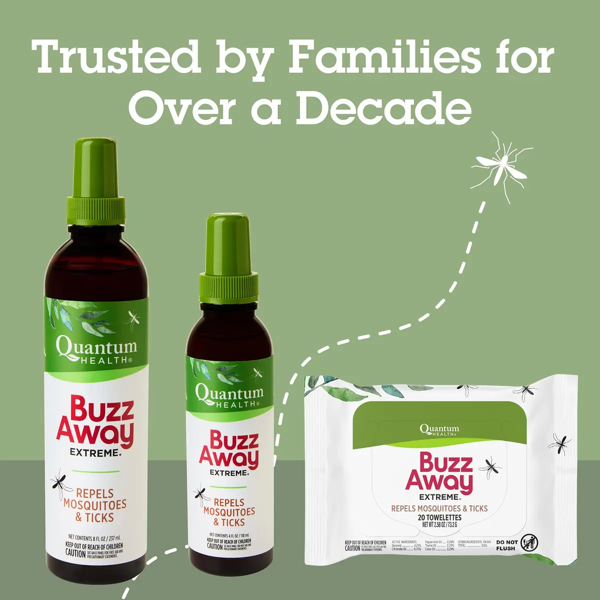 Quantum Buzz Away Extreme Mosquito & Tick DEET-Free Repellent 8 oz | Plant-Based, Citronella Scented, Kid & Family Friendly - view 7
