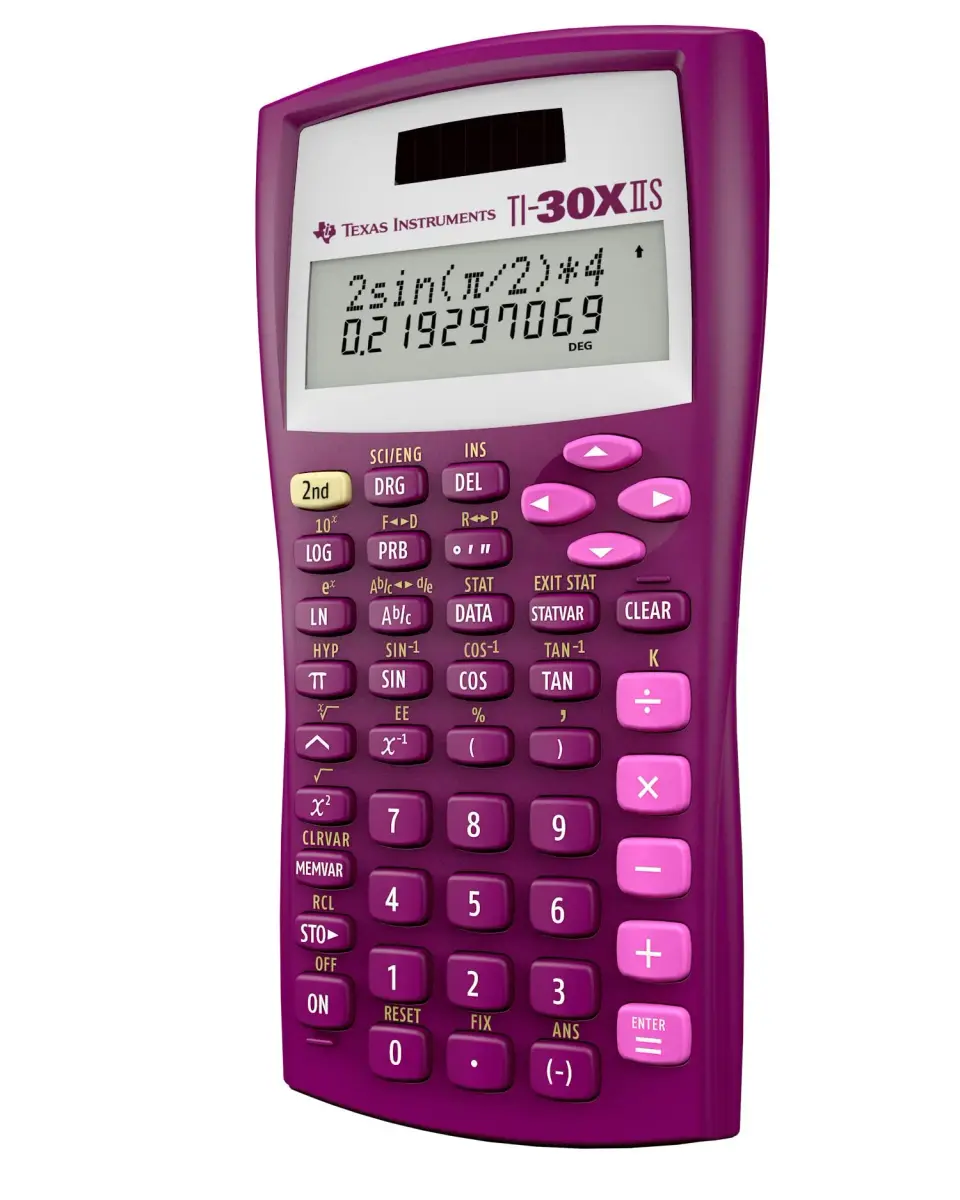 Texas Instruments TI-30XIIS Scientific Calculator, Raspberry, 1 Pack | 2-Line Display, Solar & Battery Powered - view 7