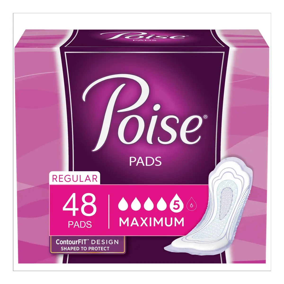 Poise Incontinence Pads Maximum Absorbency Regular Length 192 Count (768 Total Pads) | 3-in-1 Dryness, Comfort, Odor Control - main product image