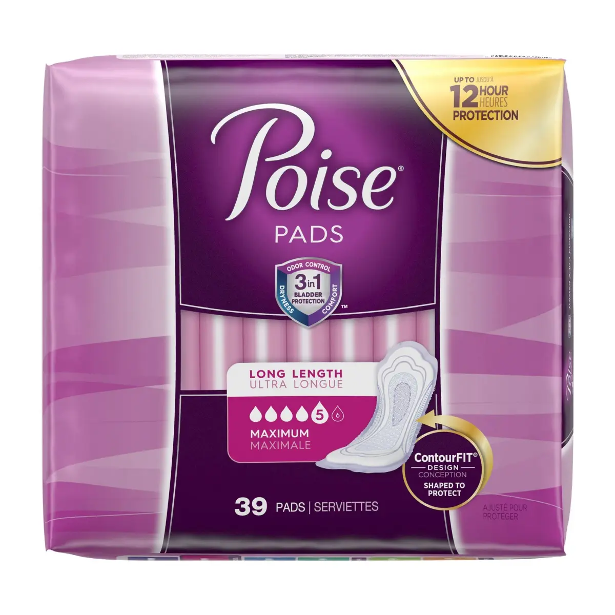 Poise Incontinence Pads Maximum Absorbency Long 156 Count (Pack of 4) | Trusted 3-in-1 Protection for Women - view 8