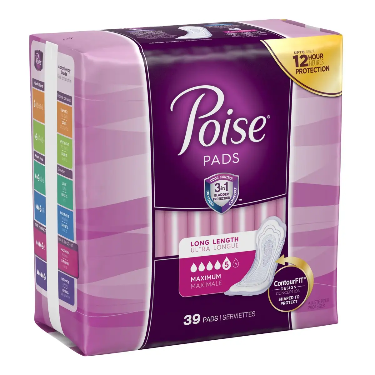 Poise Incontinence Pads Maximum Absorbency Long 156 Count (Pack of 4) | Trusted 3-in-1 Protection for Women - view 3