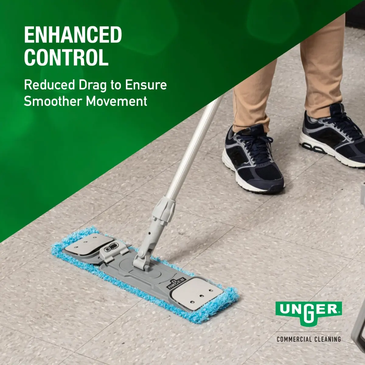 Unger SmartColor MicroMop 15.0 Blue 16" Microfiber Mop Pad | Heavy-Duty Cleaning for Grout Lines - view 2