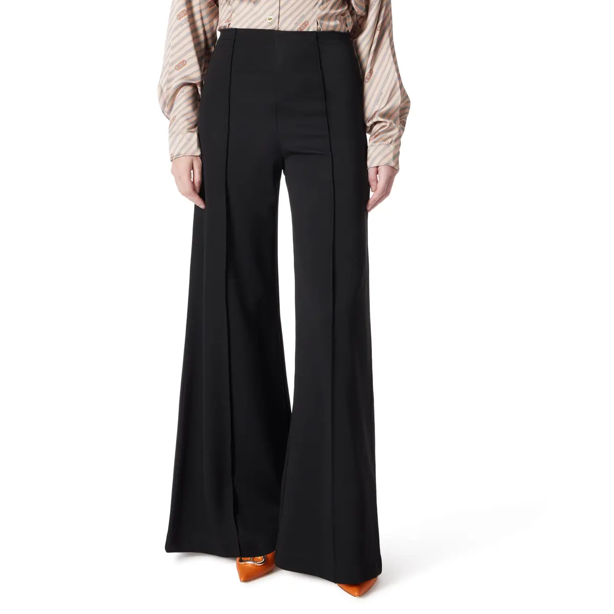 DEE OCLEPPO Womens Dee High Rise Pull On Pin Tuck Pant Black | Elegant Wide Leg Style for Women - main product image