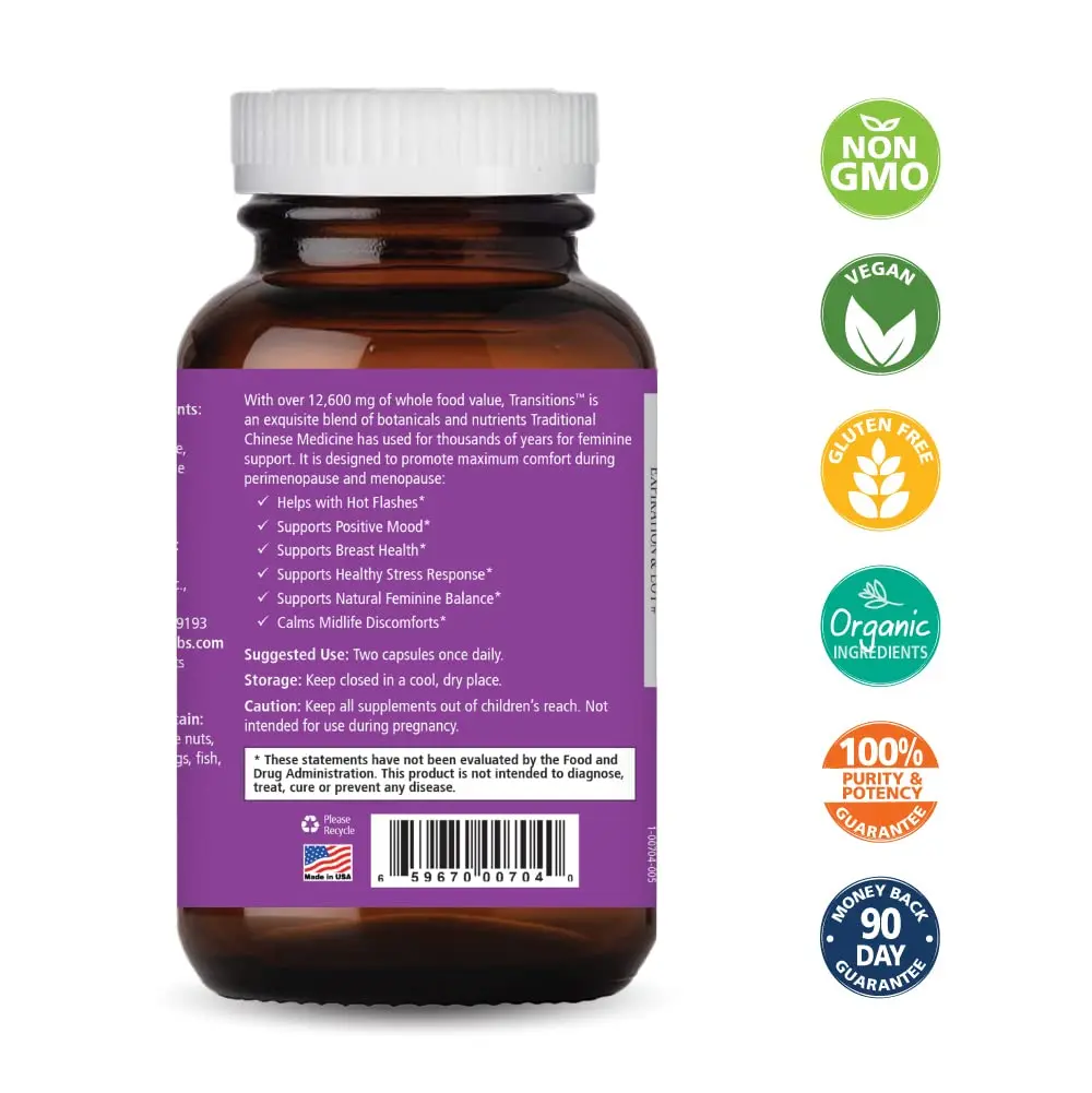 Pure Essence Labs Transitions Vitamins for Women 120 Capsules | Menopause Relief & Hormone Balance - view 2