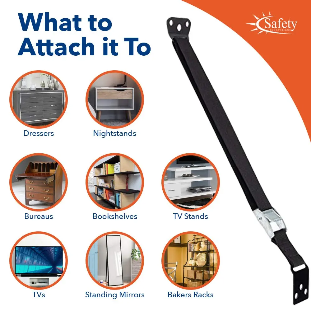 Safety Innovations Heavy Duty TV and Furniture Straps 36 Inch | Anti Tip Furniture Anchors for Child Safety (en_US) - view 7