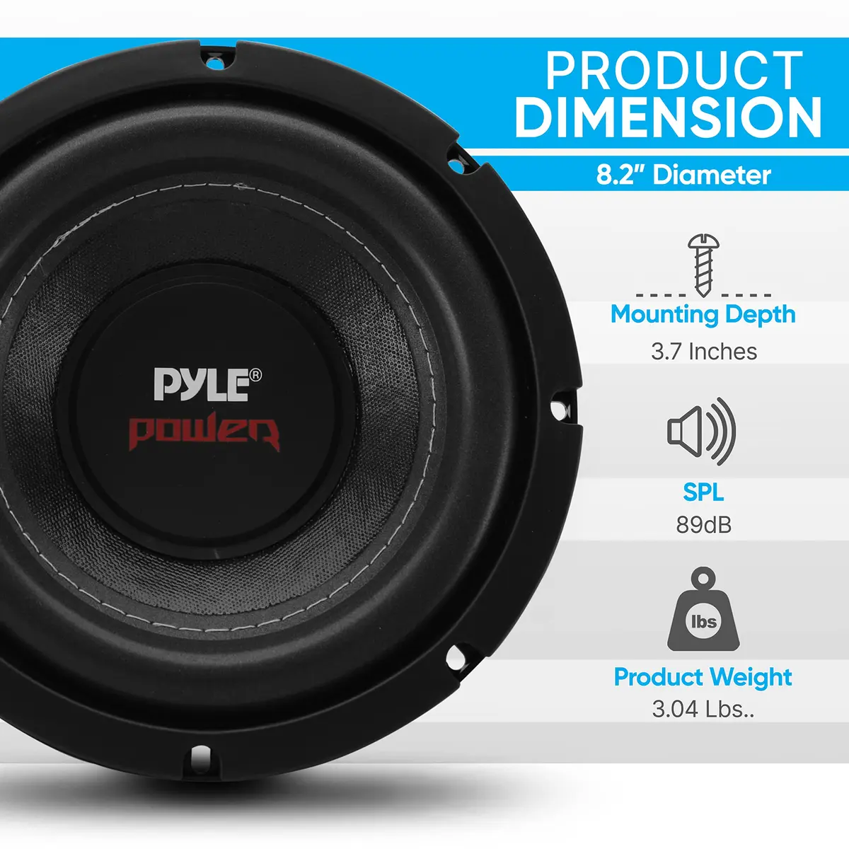 Pyle 8" Car Subwoofer Speaker - 800 Watt Dual 4 Ohm Voice Coil, 400W RMS, 2.27 kg (5 lb) | Powerful Vehicle Audio Bass Woofer - view 2