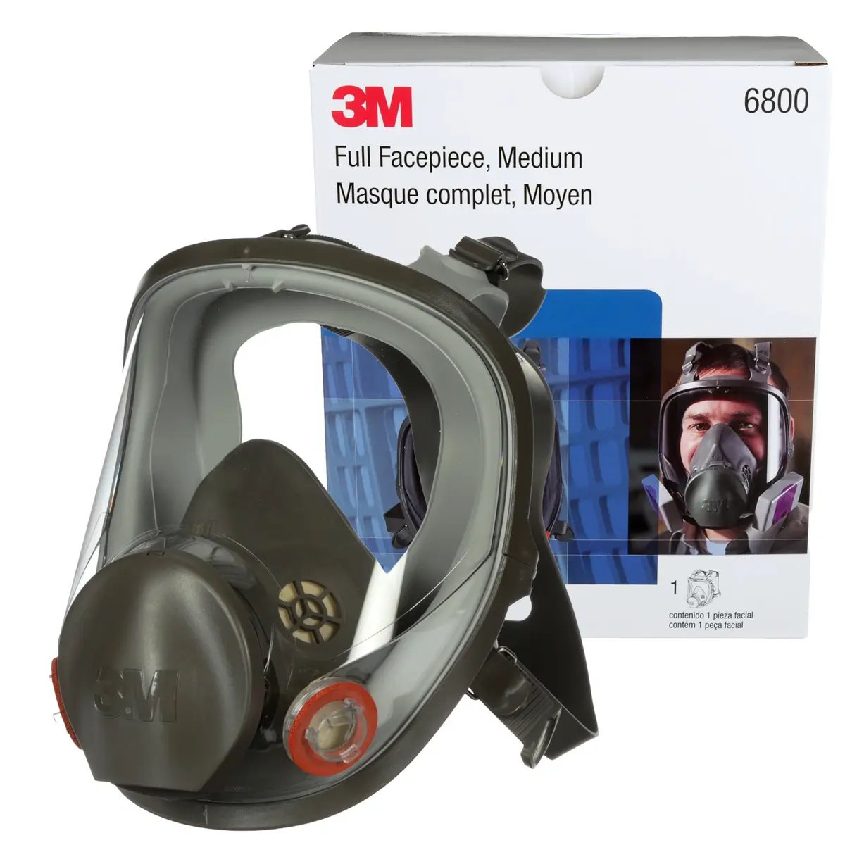 3M Full Facepiece Reusable Respirator 6800 | NIOSH Approved, Medium Fit, Large Lens, Silicone Seal - main product image