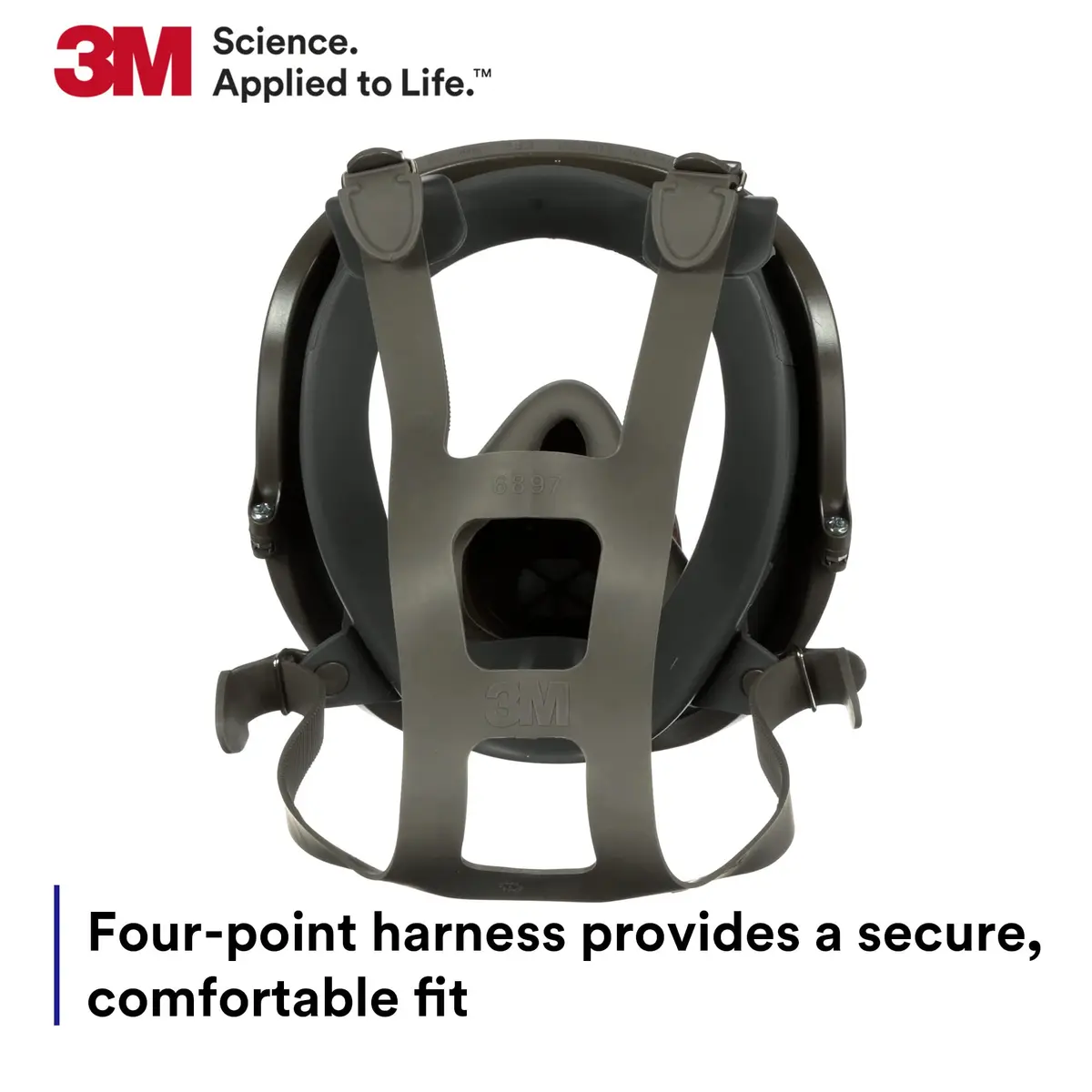 3M Full Facepiece Reusable Respirator 6800 | NIOSH Approved, Medium Fit, Large Lens, Silicone Seal - view 3