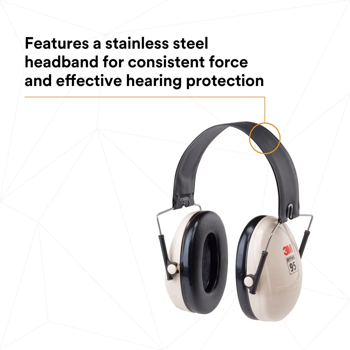 3M PELTOR Optime 95 Earmuffs, Behind-the-Head, 21 dB NRR, 78 oz (2.22 kg) | Industrial Hearing Protection - view 3