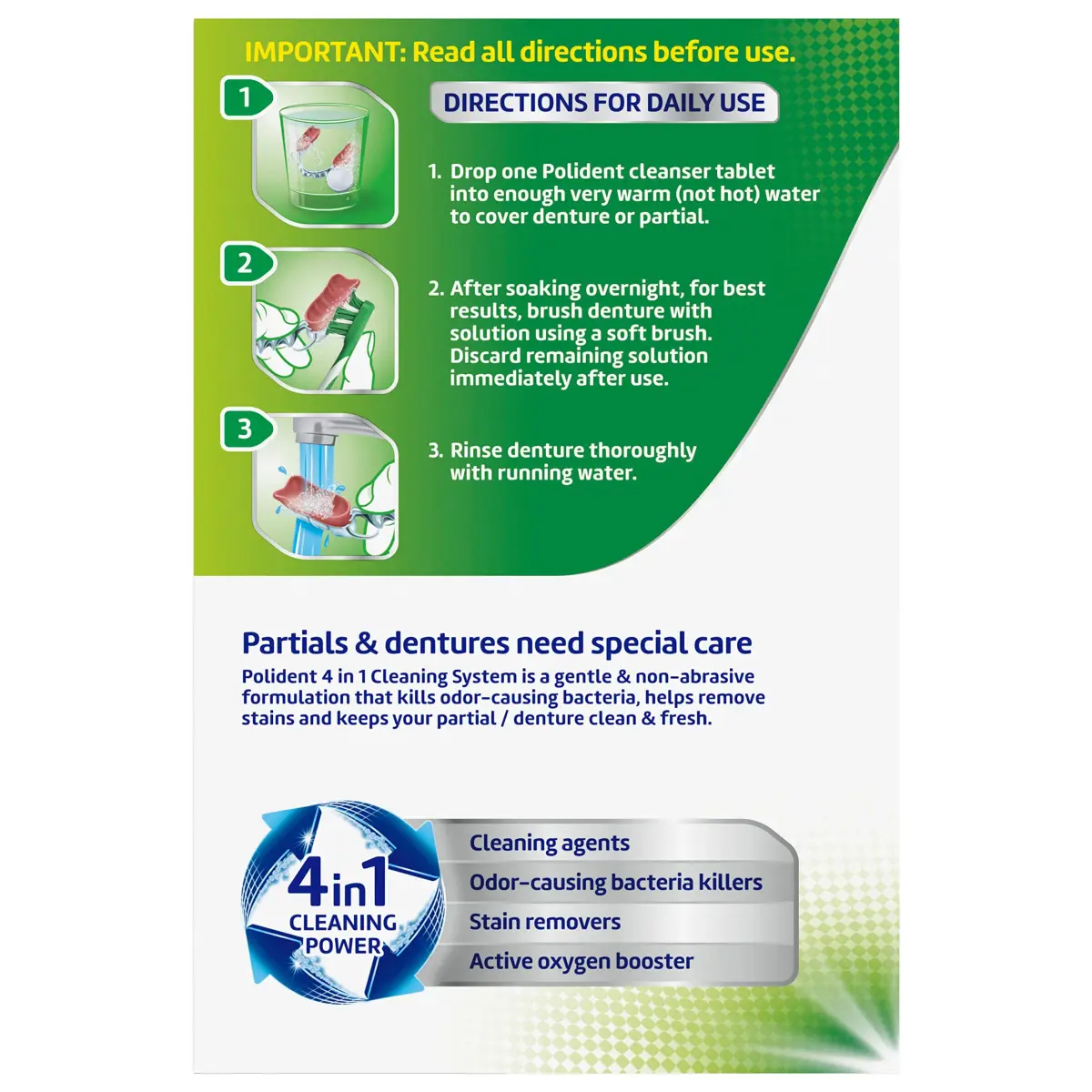 Polident Overnight Whitening Denture Cleanser Tablets 120 Count | Kills 99.99% Bacteria & Viruses - view 7