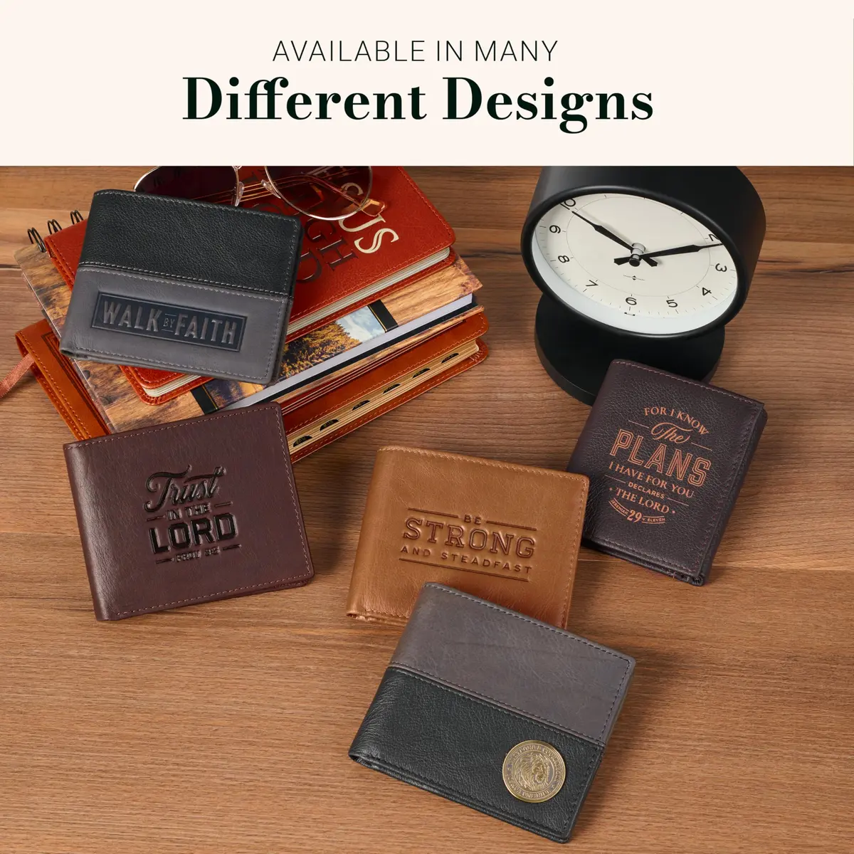 Christian Art Gifts Full Grain Leather Bifold Scripture Wallet, RFID Blocking, Wings Like Eagles, Brown | Inspirational Christian Accessory - view 4