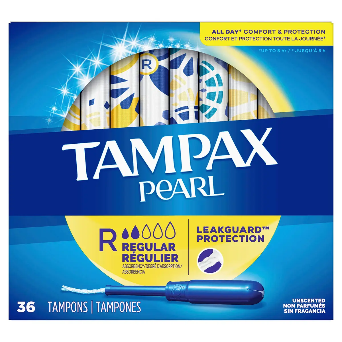 Tampax Pearl Tampons Regular Absorbency Unscented 36 Count | High Performance Protection - main product image