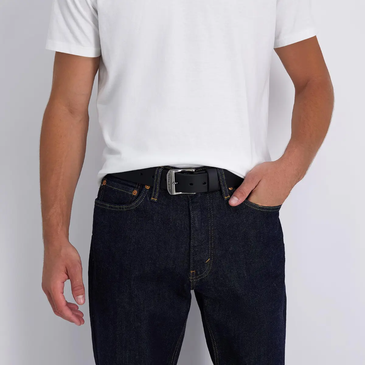 Levi's Men's 100% Leather Belt with Prong Buckle, Black, Size 50 | Classic Casual Leather Accessory - view 5