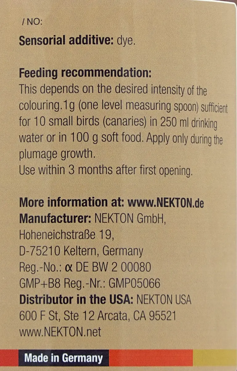 Nekton R Enhances Red Color in Birds, 700g | Deepens feather hues with vitamins & amino acids - view 3