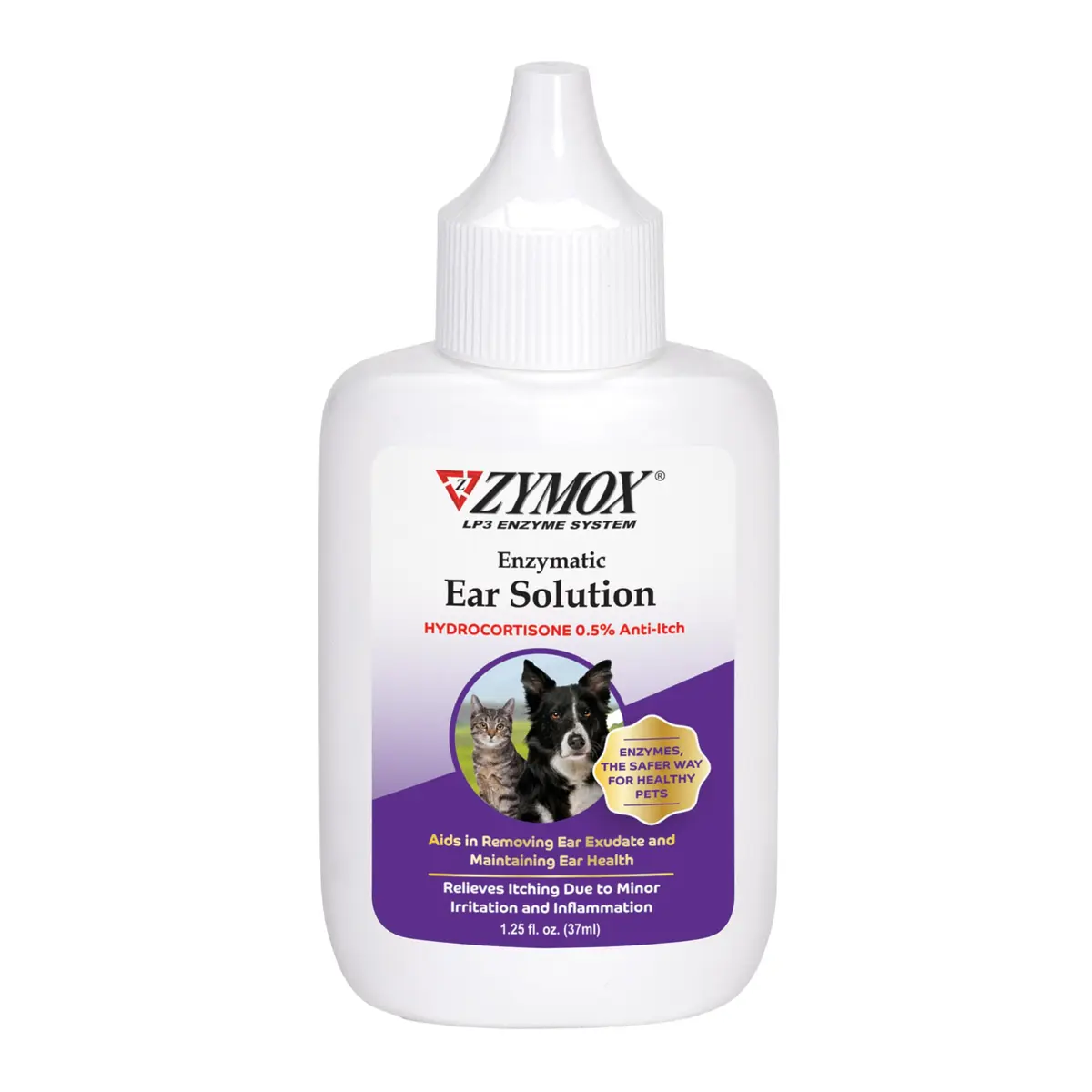 Zymox Enzymatic Ear Solution with 0.5% Hydrocortisone | Ear Care for Dogs & Cats, 1.25 oz - main product image