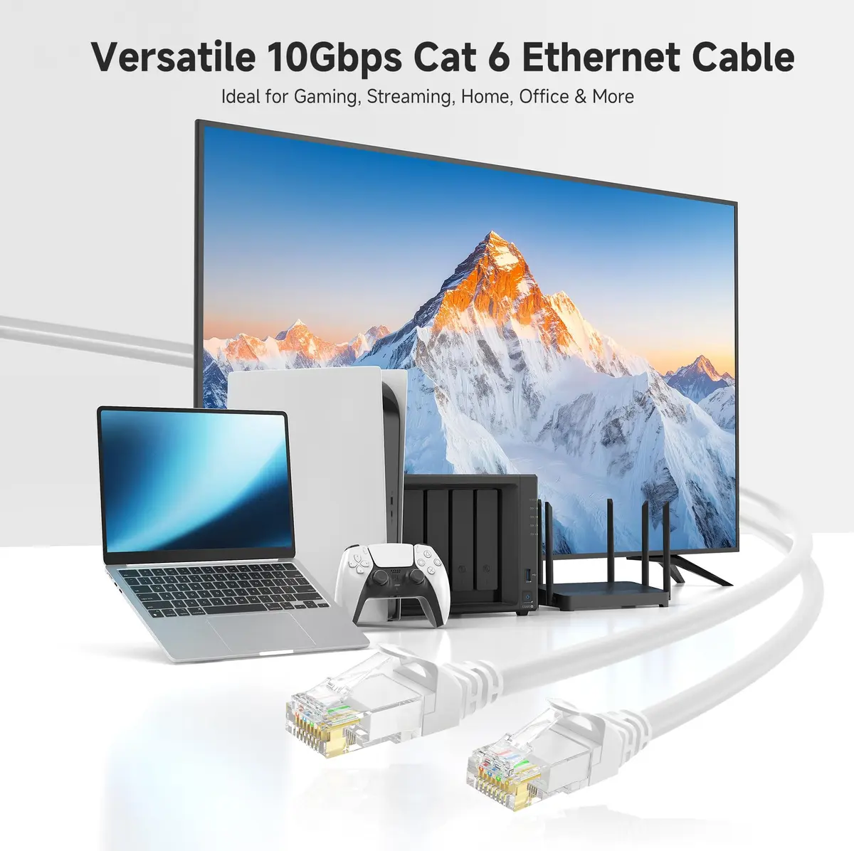 Cable Matters 3 ft White Cat 6 Ethernet Cable | 10Gbps Snagless Network Patch - view 2