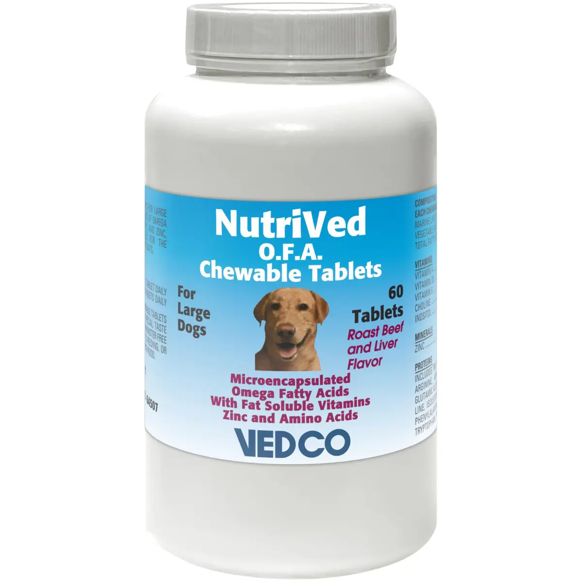 Vedco Nutrived O.F.A. Chewable Tablets for Large Dogs 60 Count | Skin & Coat Supplement - main product image