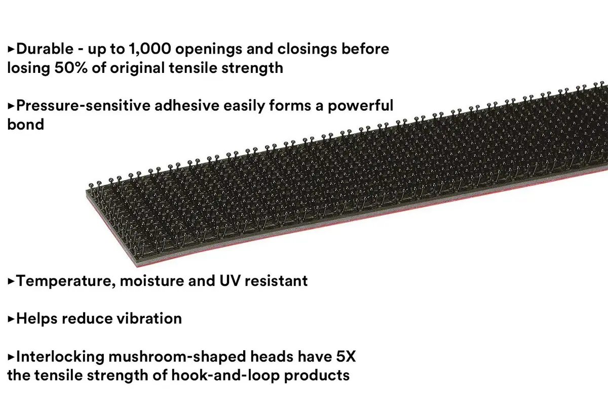 3M Dual Lock Reclosable Fasteners Heavy Duty Industrial Use Black TB3550 1" x 10 ft | Super strength, reusable, indoor/outdoor - view 3