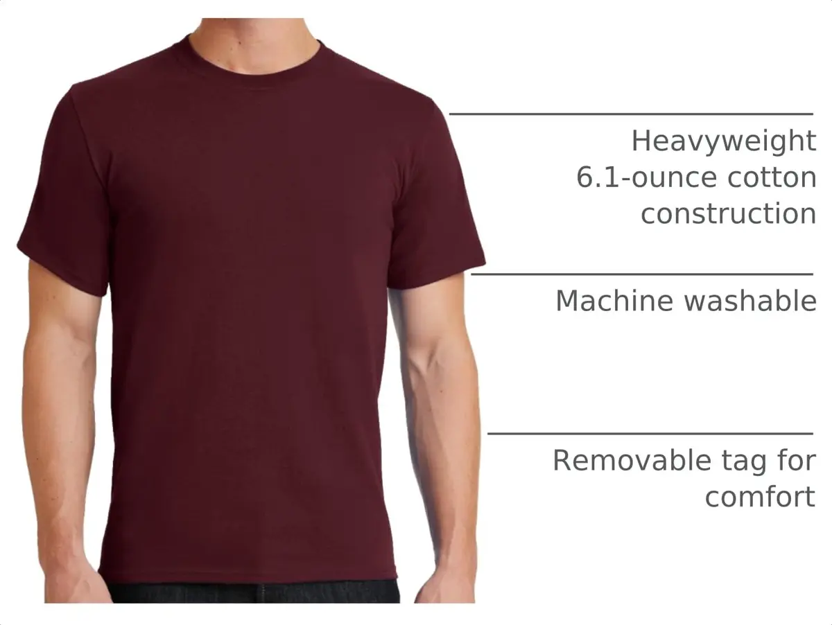 Port & Company Essential Heavyweight Cotton T-Shirt 5XL Athletic Maroon | Breathable & Durable - view 4